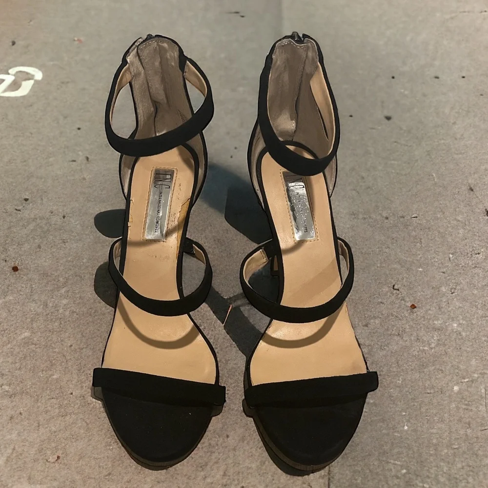 INC‎ International Concepts | Inc Black Strappy Suede Heels size 9.5